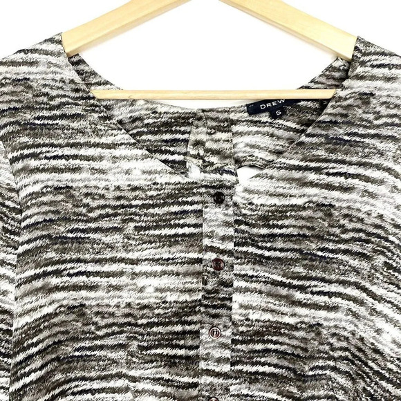 DREW 100% Silk Cutout Open Back Blouse Small Long Sleeve Button Up Shirt - Picture 5 of 12